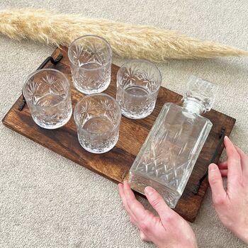 Glass Whiskey Decanter Set With Four Tumblers Gift Set, 6 of 6