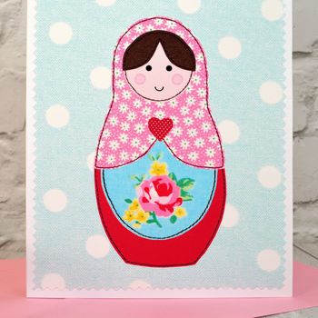 'Russian Doll' Personalised Girls Birthday Card, 4 of 4