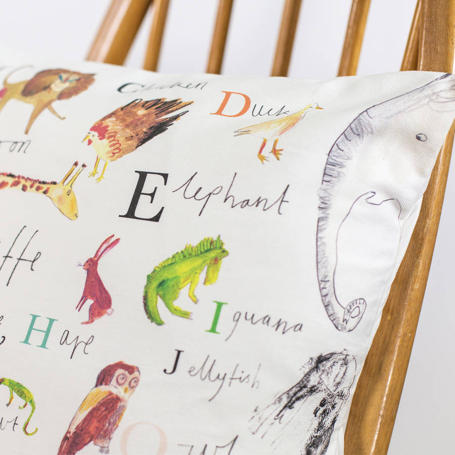 Animal Alphabet Cushion By Faye Bradley Illustration