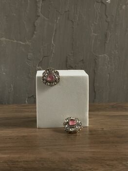 Gaia Pink And Antique Gold Earrings, 3 of 5