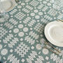 Welsh Blanket Oilcloth Tablecloth Matt Duck Egg Blue, thumbnail 4 of 4