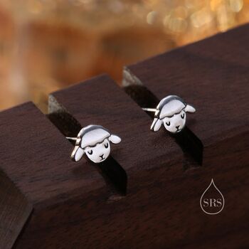 Cute Sheep Stud Earrings In Sterling Silver, 2 of 11