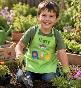 Personalised Childs Garden Apron And Gloves, 2 of 6