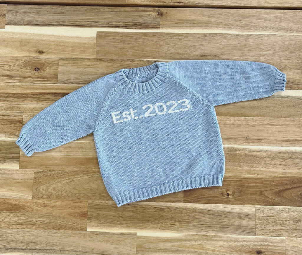 Est. 2023 Organic Knitted Baby Jumper, 1 of 3
