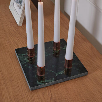 Contemporary Marble And Rose Gold Candle Holder, 2 of 5