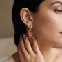Oval Charm Hoop Earrings Gold, thumbnail 8 of 10