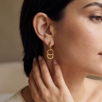 Oval Charm Hoop Earrings Gold, 8 of 10