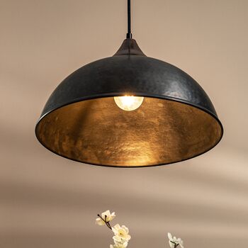 Artisan Narrow Dark Copper Pendant Lamp, Hand Hammered Minimalist Lighting *Copper Fixtures Included*, 3 of 10