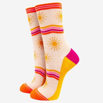 Women's Sunshine Stripe Bamboo Socks, 2 of 4