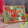 Joyeux Noel Neon Floral Papercut Christmas Card, thumbnail 1 of 7