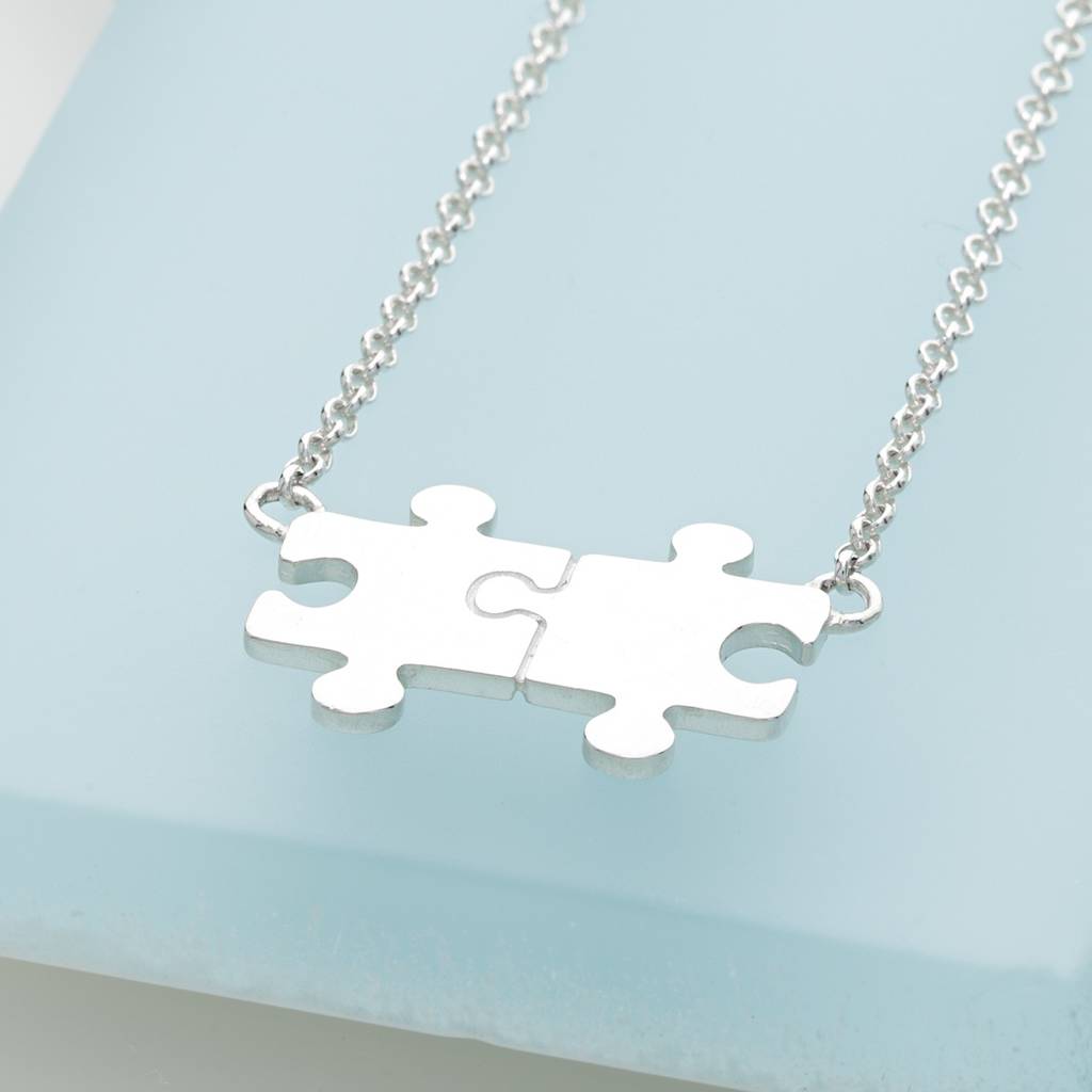 Personalised Sterling Silver Linked Jigsaw Necklace By Lily Charmed ...