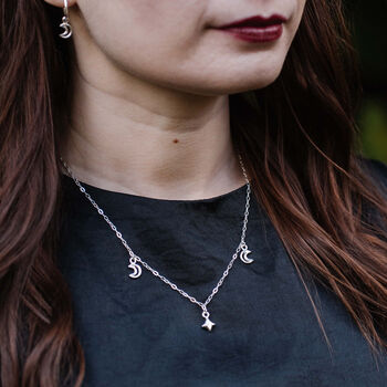 Moon And Star Silver Necklace, 5 of 6