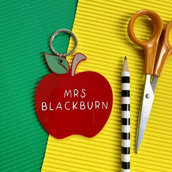 Personalised Teacher Gift Apple Keyring, 3 of 3