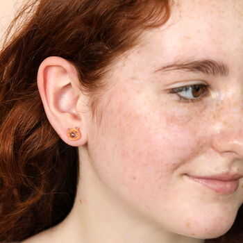 Brown Enamel Capybara Stud Earrings, 3 of 5