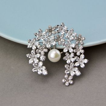 Freshwater Pearl And Crystal Flower Wreath Brooch, 4 of 9