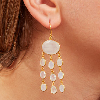 Ruby Jellyfish Gold Plated Silver Chandelier Earrings, 6 of 10