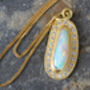 Opal Necklace With Diamonds In 18ct Yellow Gold, thumbnail 3 of 6