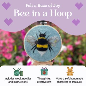 Bee In A Hoop Needle Felting Craft Kit, 2 of 10