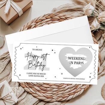 Personalised 21st Birthday Scratch Card, Surprise Gift Reveal, 7 of 9