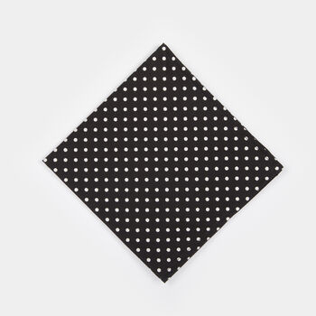 Mens Black And White Polkadot Print Pocket Square, 7 of 8