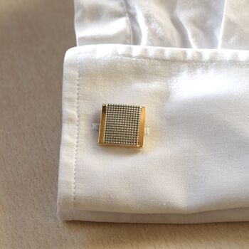 Square Textured Gold Cufflinks Gift For Men 316 L Stainless Steel, 5 of 6