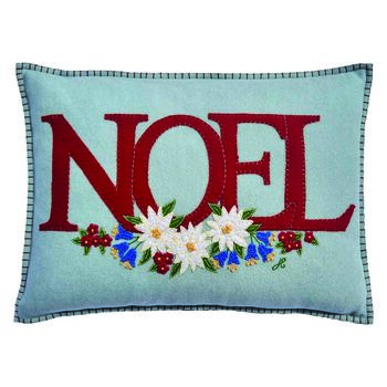 Edelweiss Noel Wool Cushion With Hand Embroidery, 2 of 3