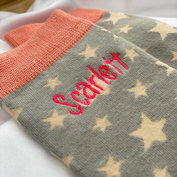 Embroidered Personalised Star Socks, 2 of 2