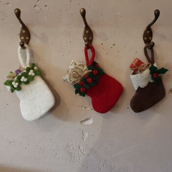 Handmade Mini Christmas Mistletoe Stocking Fair Trade, 3 of 4