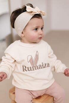 Easter Bunny Ears Personalised Name Embroidered Child's Sweatshirt Jumper, 3 of 7