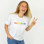 Rainbow 'Peace And Love' Organic T Shirt, thumbnail 4 of 6