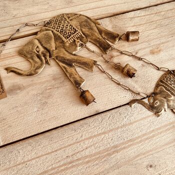 Double Elephant Wind Chime With Bells, 3 of 6