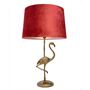 Antique Gold Flamingo Lamp With Red Shade, thumbnail 1 of 2