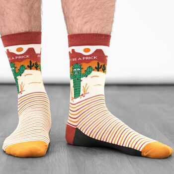 Don't Be A Prick Men's Combed Cotton Rude Funny Crew Socks, 2 of 4