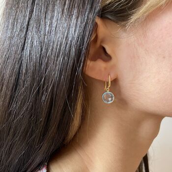 Antibes Blue Topaz And Gold Hook Earrings, 4 of 5