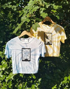 The Moon Tarot Card Tie Dyed Fitted Cropped T Shirt, 3 of 5