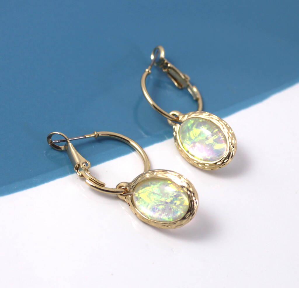 Oval Cabochon Hoop Catch Earrings By Lucy Loves Neko ...