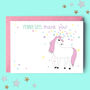 Unicorn Personalised Thank You Note Cards, thumbnail 2 of 2