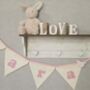 Pink Bunting, New Baby Nursery Gift, Cream And Pink Personalised Bedroom Wall Banner, thumbnail 12 of 12