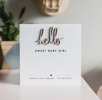 Personalised Hello Sweet Baby Keepsake Card, 4 of 4