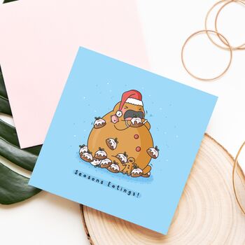 Cute Christmas Gingerbread Pudding Card, 7 of 9