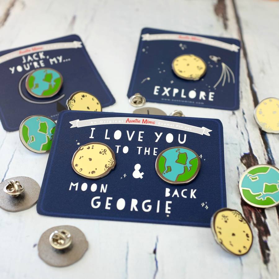 i love you to the moon and back enamel pin set by auntie mims ...