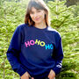 Neon Rainbow Ho Ho Ho Christmas Sweatshirt Jumper, thumbnail 1 of 6