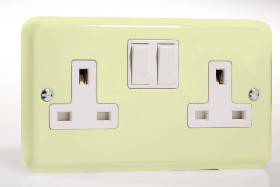 Retro White Cream Metal Sockets And Light Switch By Candy Queen Designs
