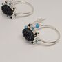 Black Onyx, Agate, Turquoise, Sterling Silver Hoop Earrings, thumbnail 2 of 8
