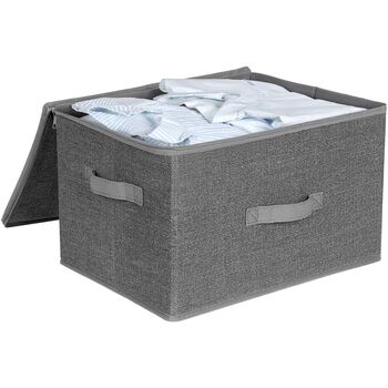 Three Grey Foldable Storage Boxes Basket Bins, 6 of 8