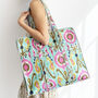 Mint Ikat Design Large Quilted Shoulder Bag, thumbnail 5 of 7