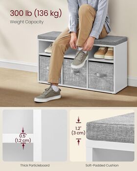 Shoe Bench With Cushion Storage Cabinet, 5 of 6