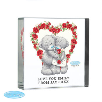 Personalised Me To You Rose Heart Crystal Block, 5 of 5