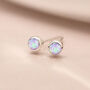 Mini Sterling Silver Candy Pink Opal Stud Earrings, thumbnail 2 of 7