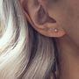 Dara. Gold Tiny Opal Stud Earrings, thumbnail 1 of 4